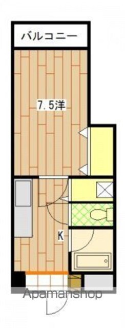ヴェルマーレ中広[1K/24.5m2]の間取図