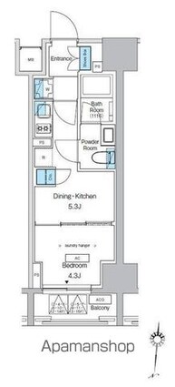 プレディアコート錦糸町スカイビュー[1DK/25.43m2]の間取図