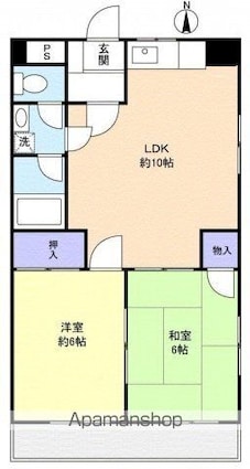 広島県広島市中区舟入南３丁目[2LDK/55m2]の間取図