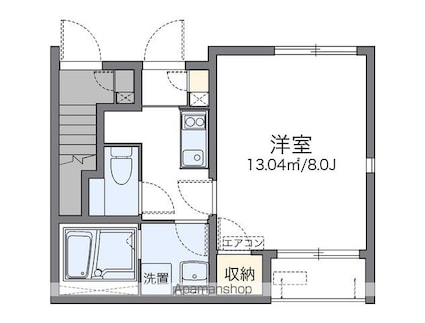 レオネクストアゼリア[1K/25.88m2]の間取図