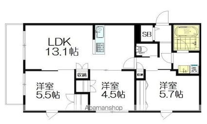 Ｎ・Ｗ　ＲＥＳＩＤＥＮＣＥ　ＡＳＡＧＡＹＡ[3LDK/68.09m2]の間取図