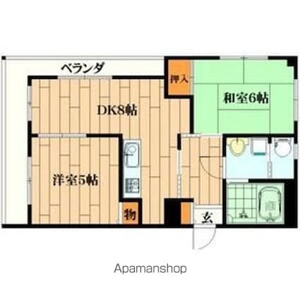 アーバングリーン金森[2DK/47.6m2]の間取図