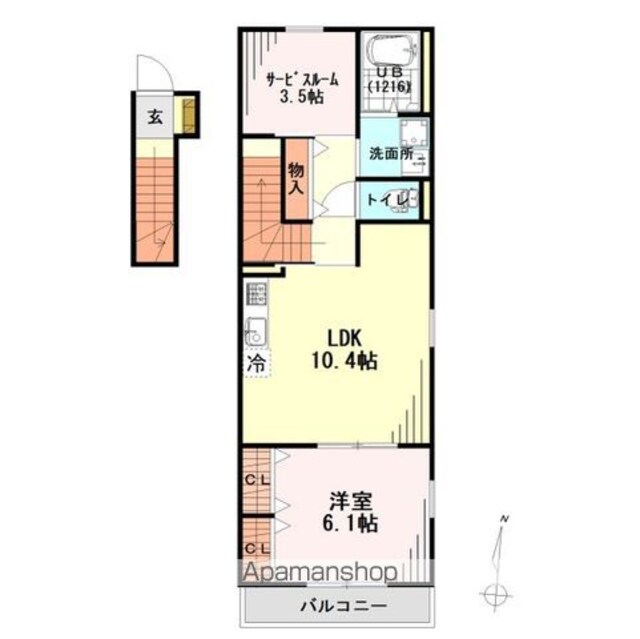 ＫＰＳアムール[1SLDK/50.18m2]の間取図