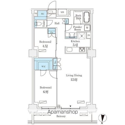 フロンティアレジデンス錦糸公園[2LDK/70.73m2]の間取図