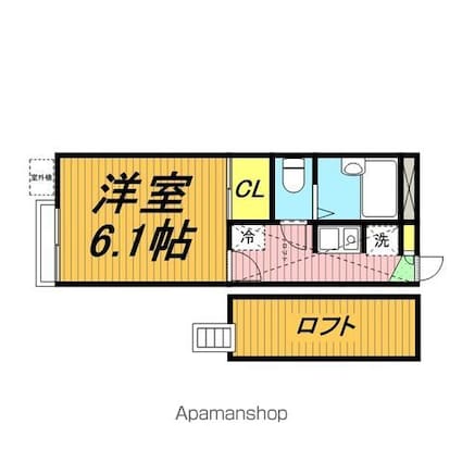 レオパレス上台ハイツ[1K/19.87m2]の間取図
