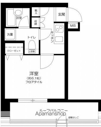 パレステュディオ新宿御苑前[1K/21.02m2]の間取図