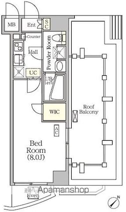 アジールコート門前仲町[1K/25.16m2]の間取図
