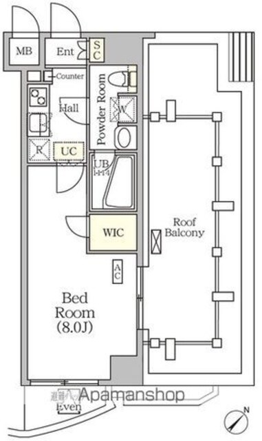 アジールコート門前仲町[1K/25.16m2]の間取図