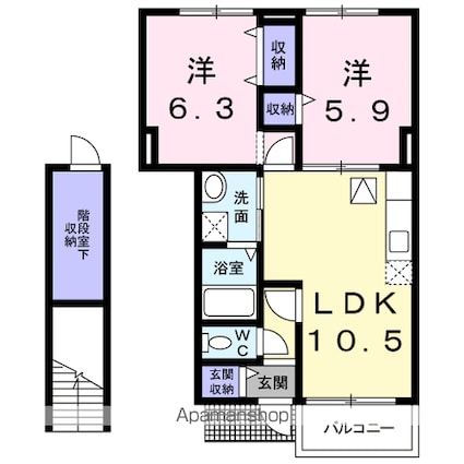 コンフォルターブルⅠ[2LDK/54.86m2]の間取図