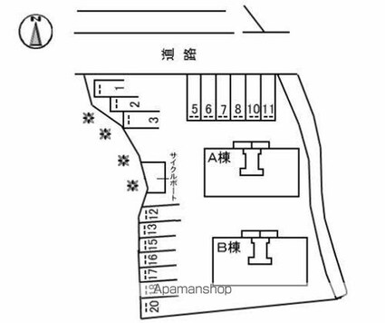 エトワール滝宮　Ｂ棟[2LDK/58.54m2]の配置図