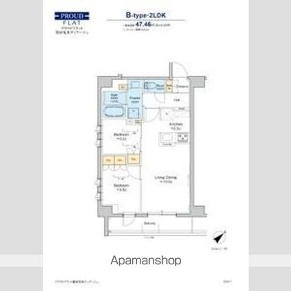 プラウドフラット墨田曳舟ディアージュ[2LDK/47.46m2]の間取図