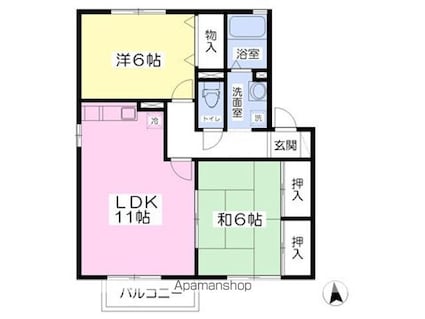 ラ・ネージュＢ[2LDK/55.44m2]の間取図