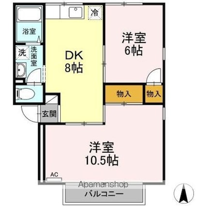 ファミール三好　Ｂ棟[2DK/52.32m2]の間取図