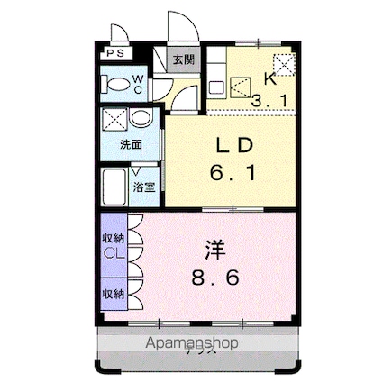 エクレセンス[1LDK/41.04m2]の間取図