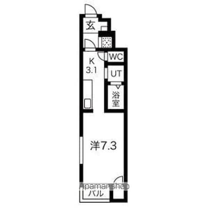 プランドール銀杏町[1R/26.11m2]の間取図