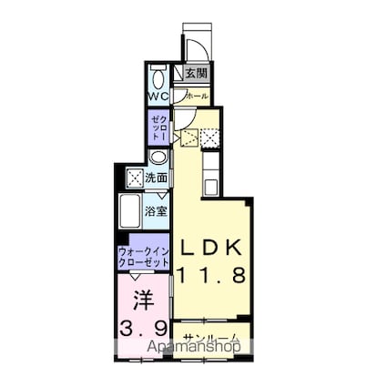 セイジュ[1LDK/42.8m2]の間取図