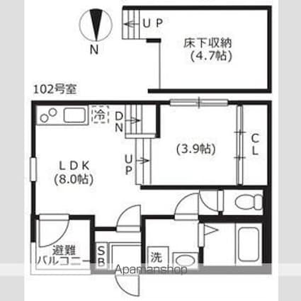 ヒュッゲ[1LDK/30.34m2]の間取図