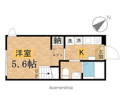 アルシオーネ絹ヶ丘[1K/20m2]の間取図