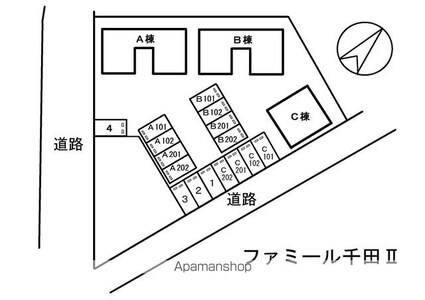 ファミール千田Ⅱ[1LDK/43m2]の配置図
