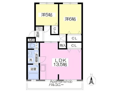 アイリッシュコート正円寺[2LDK/57.02m2]の間取図