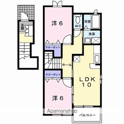 ブリーゼ　イズミ　Ａ棟[2LDK/57.22m2]の間取図