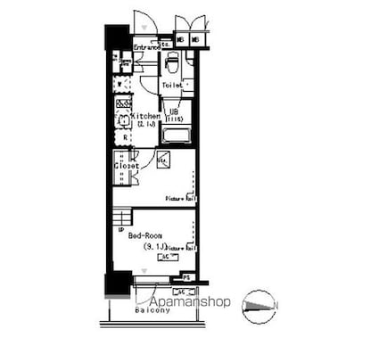 パークアクシス辰巳ステージ[1K/28.41m2]の間取図
