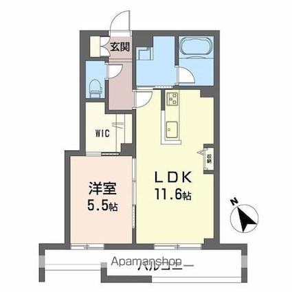 ペルル段原南[1LDK/44.17m2]の間取図