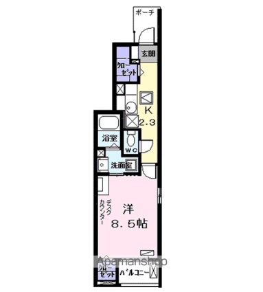 ヴィレドソレイユコガネⅠ[1K/32.25m2]の間取図