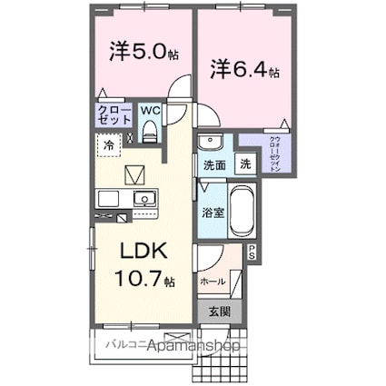 サンリットＭⅡ[2LDK/50.47m2]の間取図