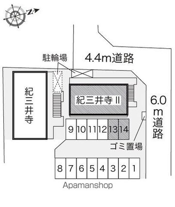 レオパレス紀三井寺Ⅱ[1K/19.87m2]の配置図
