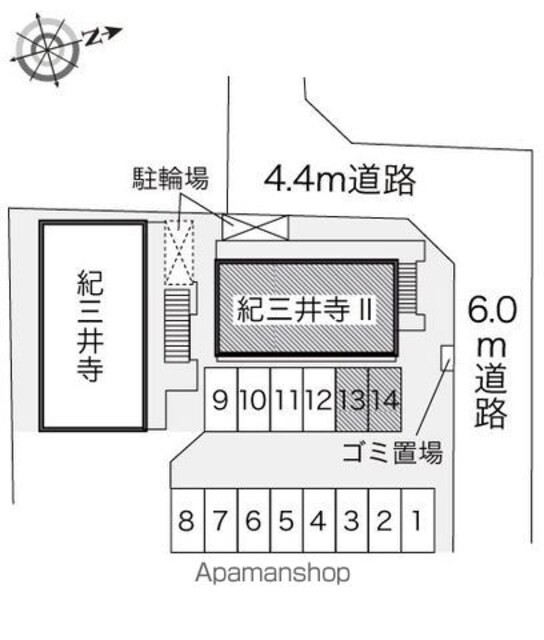 レオパレス紀三井寺Ⅱ[1K/19.87m2]の配置図