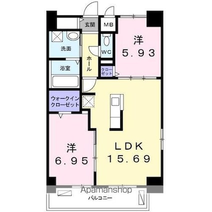 クラール上福岡[2LDK/63.82m2]の間取図