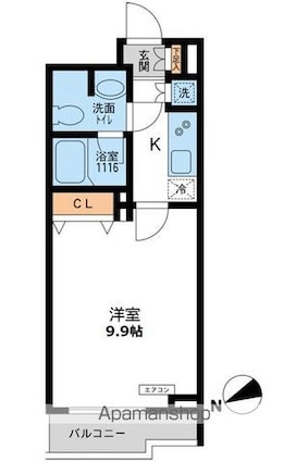 パシフィックコート目黒南[1K/28.71m2]の間取図