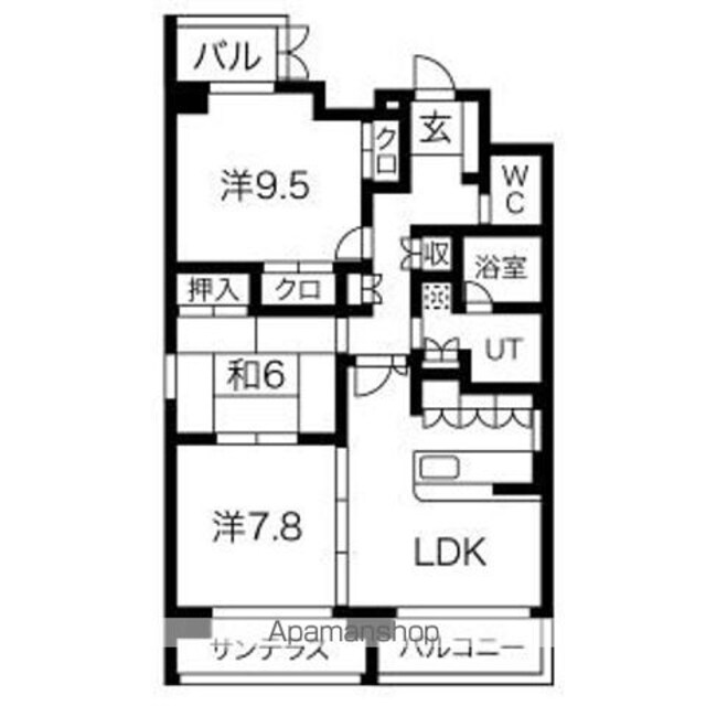 岐阜県岐阜市敷島町２丁目[3LDK/89.58m2]の間取図