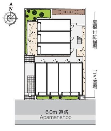 レオネクストシェソワ[1K/21.24m2]の配置図