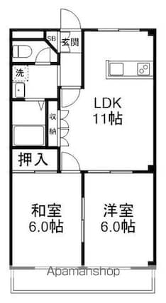 リバーサイド五番館[2LDK/50m2]の間取図