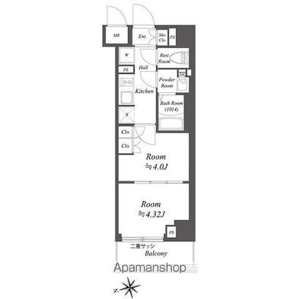 ブランシエスタ荻窪[2K/25.42m2]の間取図