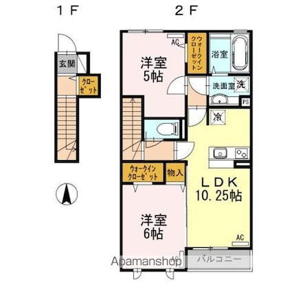 グランシャリオ　Ａ棟[2LDK/57.12m2]の間取図