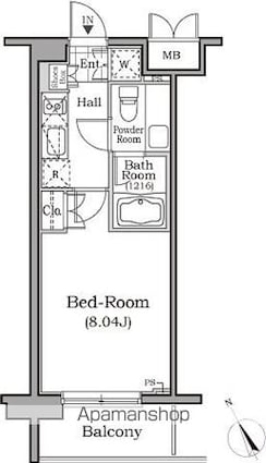 レジディア用賀[1K/25.06m2]の間取図