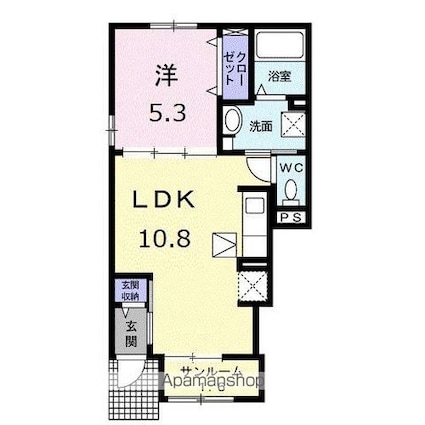 セレブレイト　ヒルズⅠ[1LDK/40.02m2]の間取図