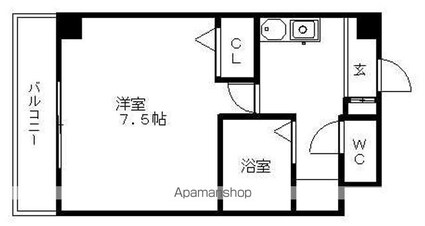 ラフィネ高峯[1K/24.04m2]の間取図