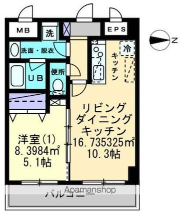 ル・マレＮｉｓｈｉｋｉｍａｃｈｉ[1LDK/40.6m2]の間取図