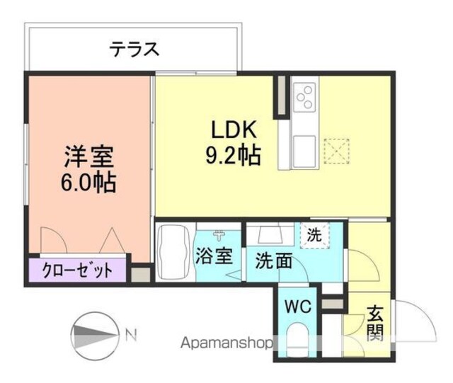 Ｆｅｌｉｃｅ紀三井寺[1LDK/38.07m2]の間取図