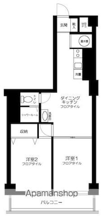 近鉄ハイツ新宿[2DK/46.4m2]の間取図