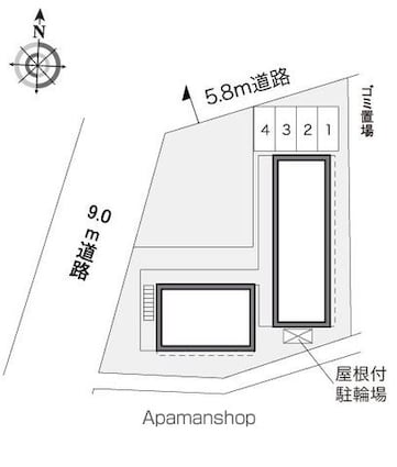 レオパレスリバーパーク[1K/20.28m2]の配置図