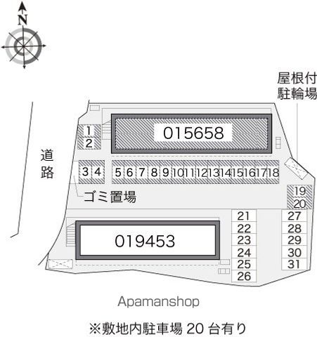 レオパレスアビタシオン[1K/23.18m2]の配置図