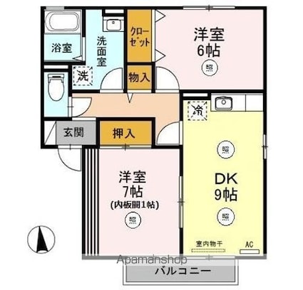 リバーシティー　Ａ[2DK/55.44m2]の間取図