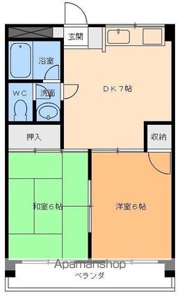 リッチフィールド古川西[2DK/42.07m2]の間取図