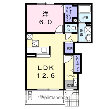 ルミエール　日野　Ⅰ[1LDK/46.22m2]の間取図