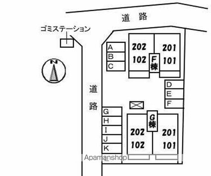 ロイヤルフェルティＦ・Ｇ棟[3LDK/64.1m2]の配置図